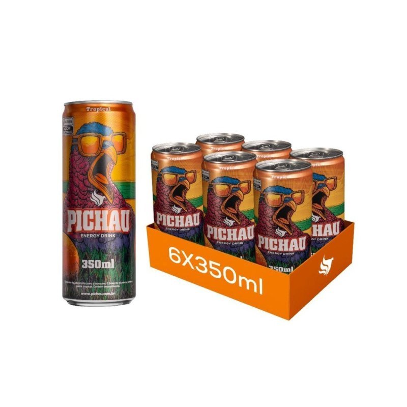 Pack Energético Pichau Tropical, 350ml, Com Açúcar, Com 6 unidades