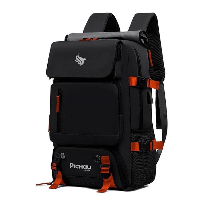 Mochila Pichau Vulcan, Preto e Vermelho, PCH-VULC-BL01
