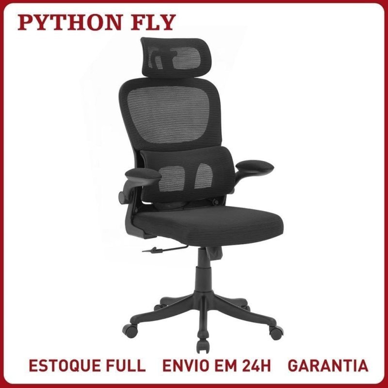 Cadeira Python Fly Presidente Ergonômica Giratória Mesh com Apoio de Braço