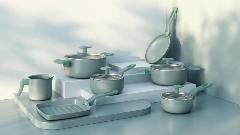 Conjunto de Panelas 7 Peças Sartin Cook Aquamint Mimo Style