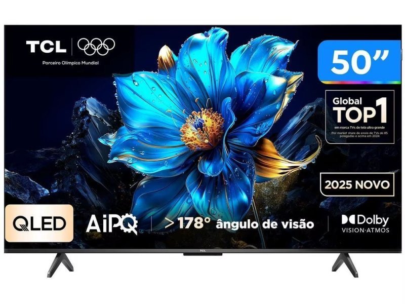 Smart Tv 50" Tcl 4K UHD Qled Smart Tv 50P7K with Google TV, AiPQ, and Google Assistant, 3 HDMI ports