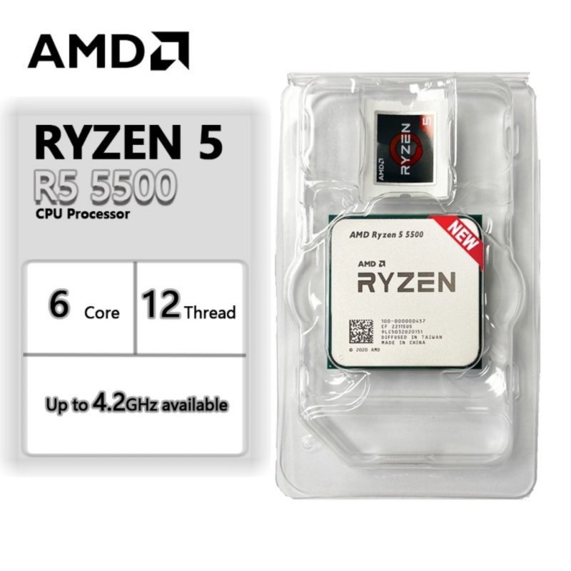 Processador AMD Ryzen 5 5500, 6-Core, 12-Threads, 3.6GHz (4.2GHz Turbo), Cache 19 MB, AM4 Novo S/Caixa