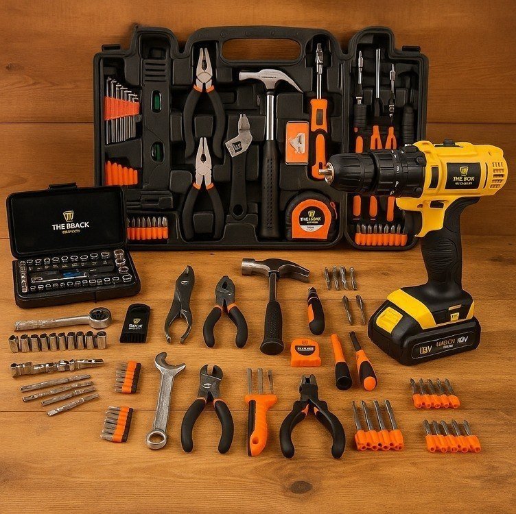 KIT SOBREVIVÊNCIA - Furadeira Parafusadeira Sem Fio 3/8 Maleta + Kit Ferramentas + Frete Grátis