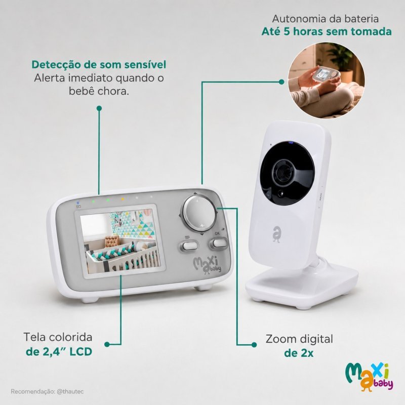 Babá Eletrônica Sem Fio Zoom Baby On Maxi Baby - Monitor 2.4"