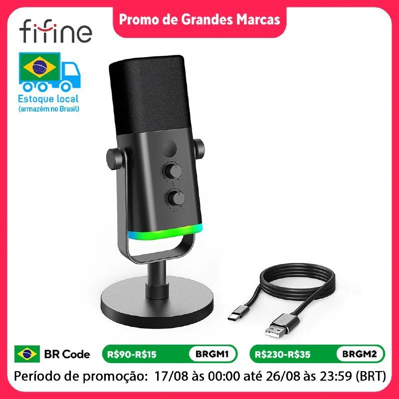 FIFINE AM8 microfone dinâmico USB/XLR AmpliGame-AM8