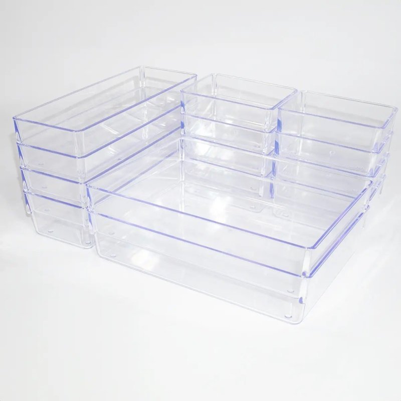 Kit 21 Organizador Multiuso Modular Gavetas Acrílico Cristal