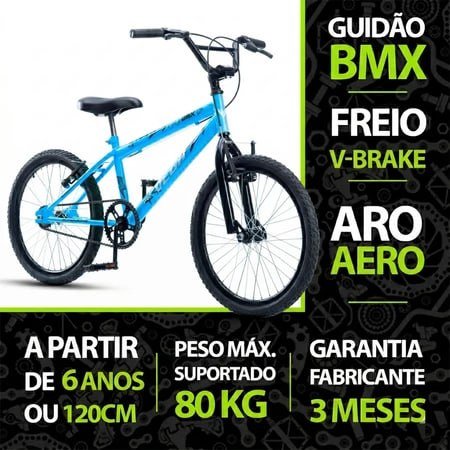 Bicicleta Aro 20 Bmx Freestyle Infantil Vega Aro 20 aero Bike freio V-brake