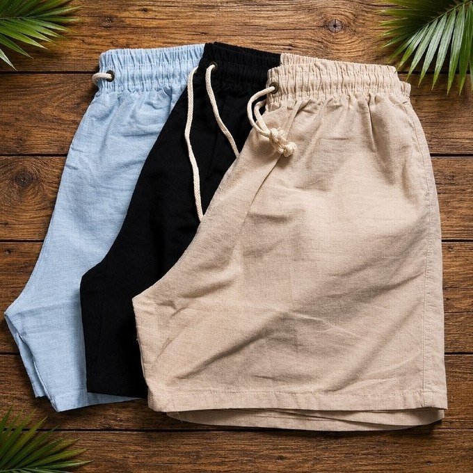 Kit com 3 Shorts Linho Verão
