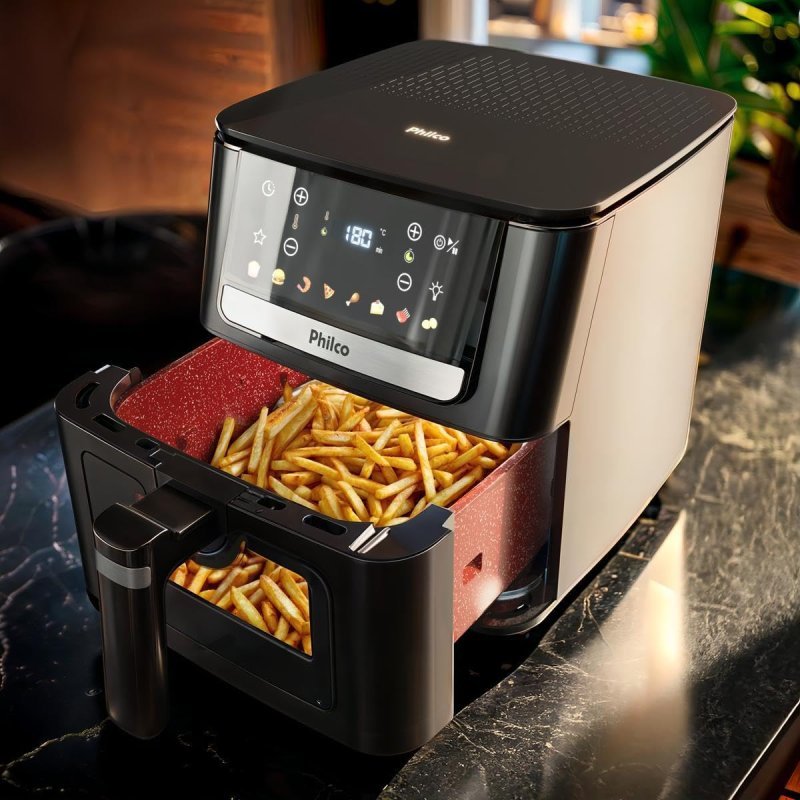 Air Fryer Philco 6,5L Digital com Visor Glass e Revisamento RedStone 1700W 110v (PAF65A)
