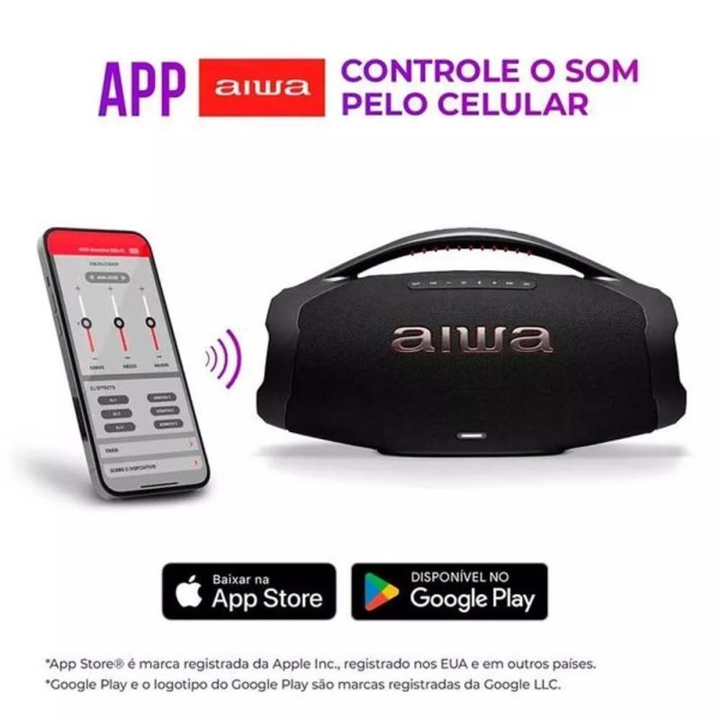 Caixa de Som Bluetooth Aiwa Boombox BS-01B 200W IP66