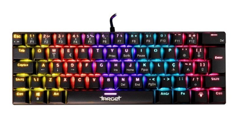Teclado Mecanico TGT Sherman V3 C1, Rainbow, ABNT2, Switch Marrom, Preto, TGT-SHRC-BR01