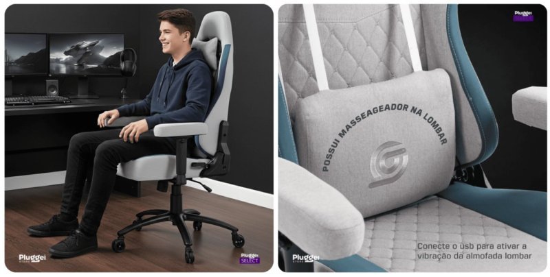 Cadeira Gamer C/ Massageador de Lombar Reclinável Ergonômica Até 150kg Profissional Zenith T4m3