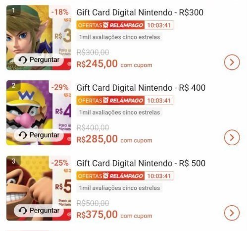 Gift Card com Desconto na Live no APP