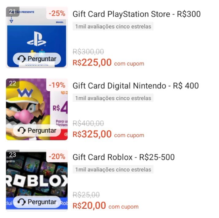 Gift Card com Desconto na Live no APP
