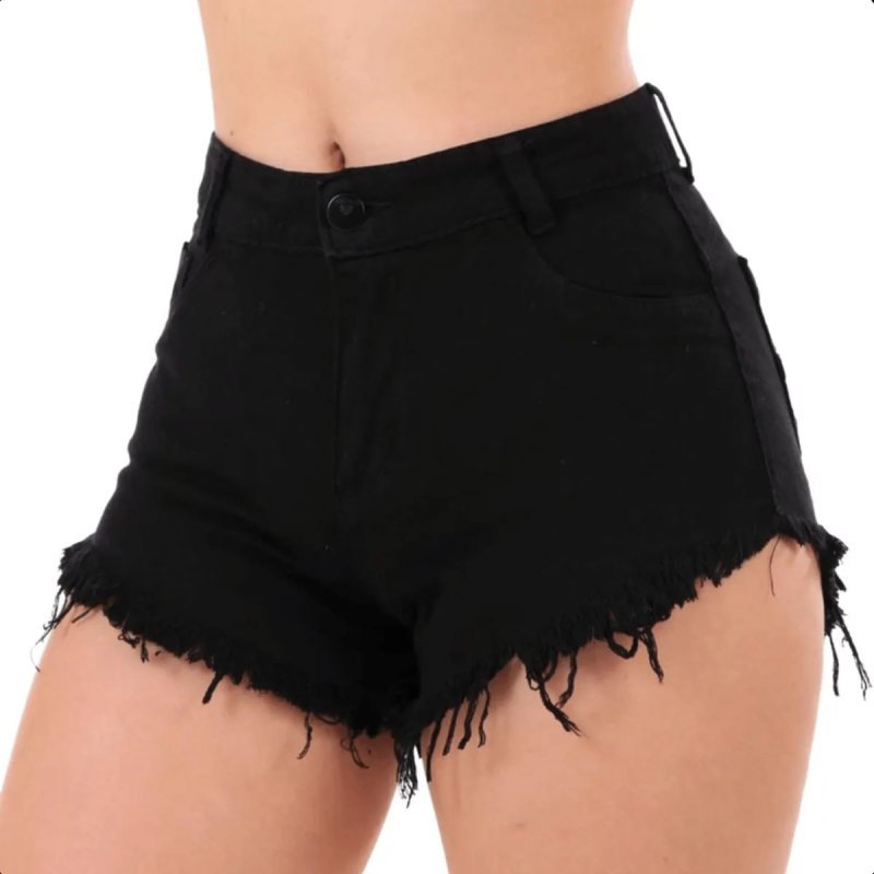 Short Jeans Cintura Alta Barra Desfiada