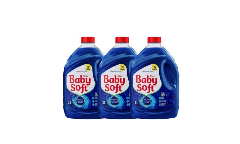 Kit 3 Lava Roupas Liquido Baby Soft Max Performance Azul - 3L