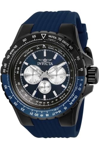 Invicta Relógio masculino Aviator 33037 de quartzo, Azul, Cronógrafo, movimento de quartzo