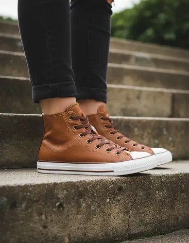Tênis Chuck Taylor All Star Longo Couro Converse Casca De Nozes Marrom Urso Branco Liso 39 Br