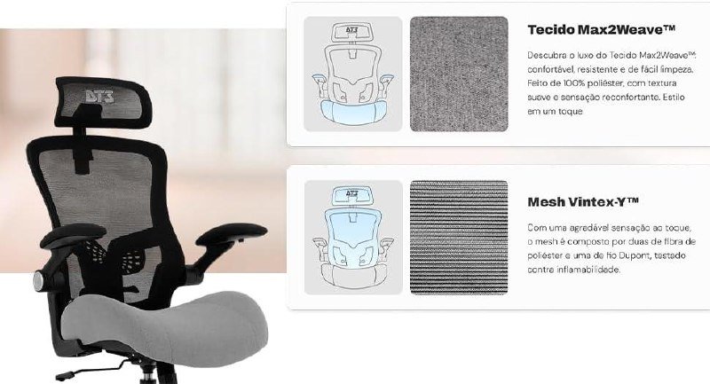 Cadeira Ergonômica DT3 Vita Super com Apoio de Cabeça 2D
