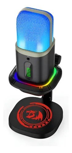 Microfone Gamer Redragon Echowave RGB Preto Condensador