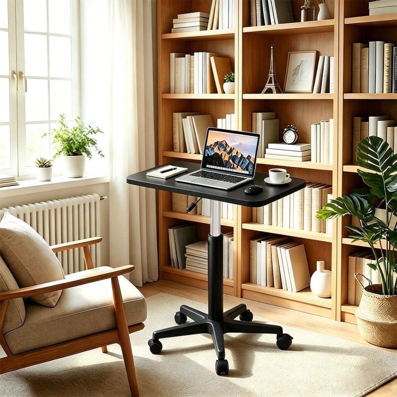 Mesa com Altura Ajustável por Mola a Gás, Mesa Ergonômica para Trabalho em Pé ou Sentado