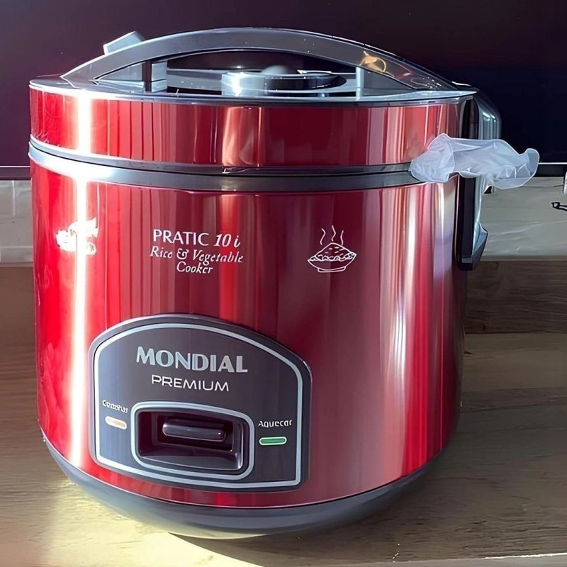 MONDIAL Panela Elétrica de Arroz, Vermelho/Inox, 700W, 220V - PE-46-10X