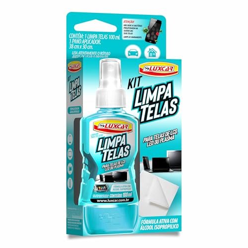 Luxcar Kit Limpa Telas 100 ml + Pano Aplicador - Fórmula Ativa Álcool Isopropílico