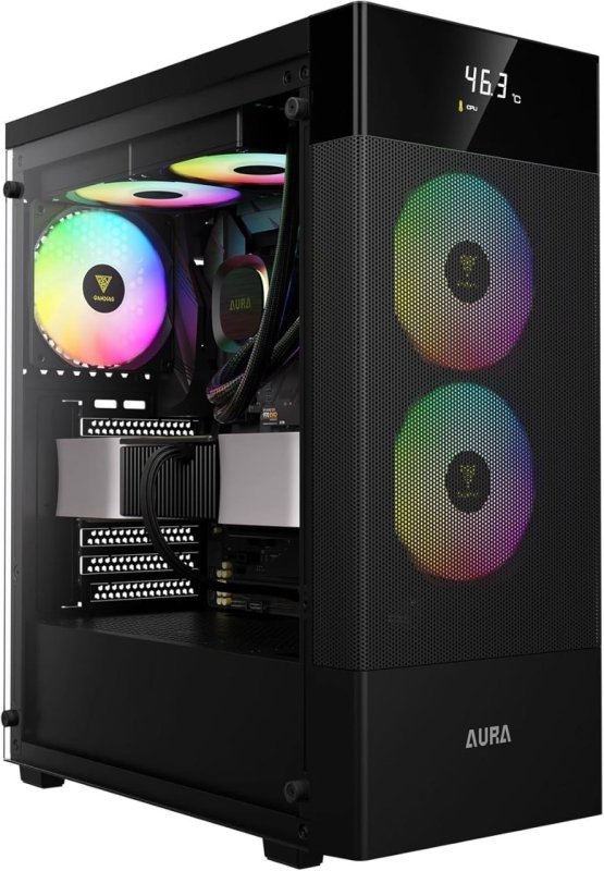 Gabinete Gamer Gamdias Aura GC5 Elite Preto ARGB com 3 Fans