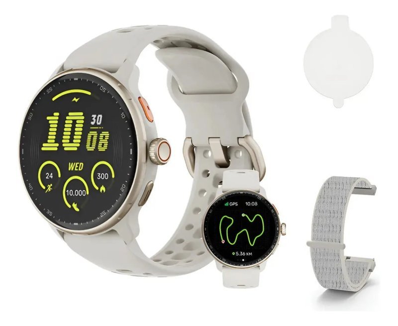 Relógio Inteligente GPS Smartwatch AMOLED 3ATM Caixa Cinza