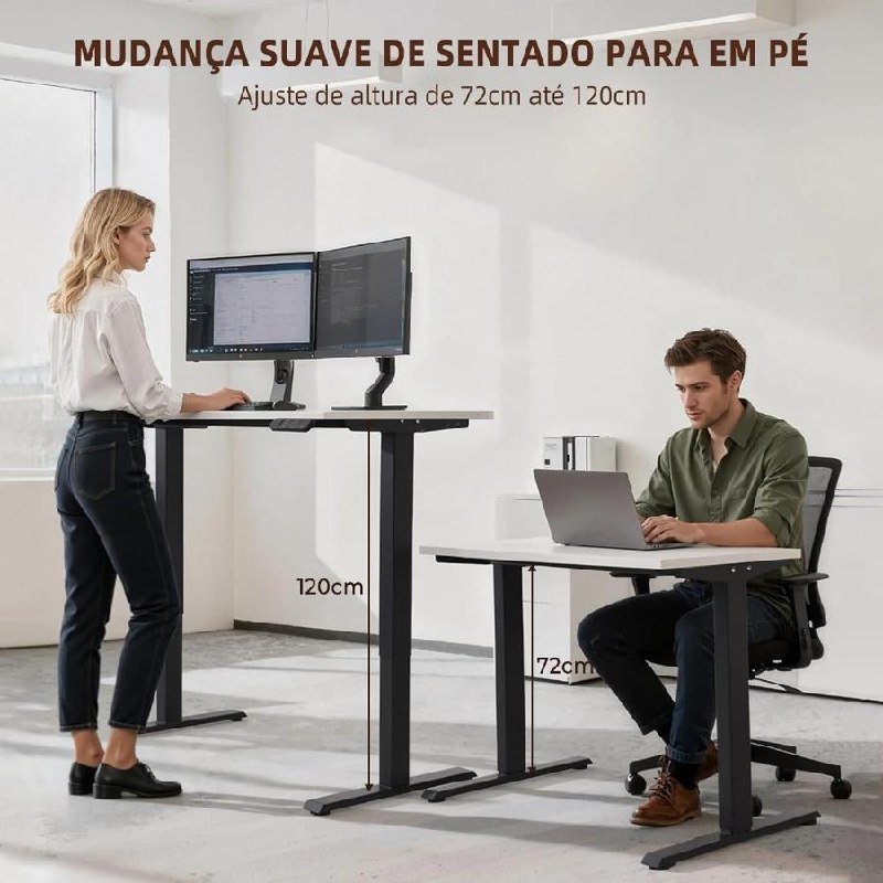 Mesa com Regulagem de Altura Elétrica 72–120cm com Memória