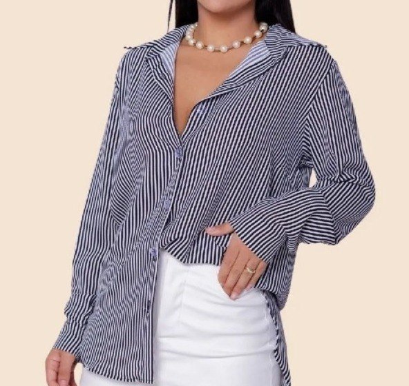 Camisa Social Clássica Listrada Com Botões (4 cores) + Frete Grátis
