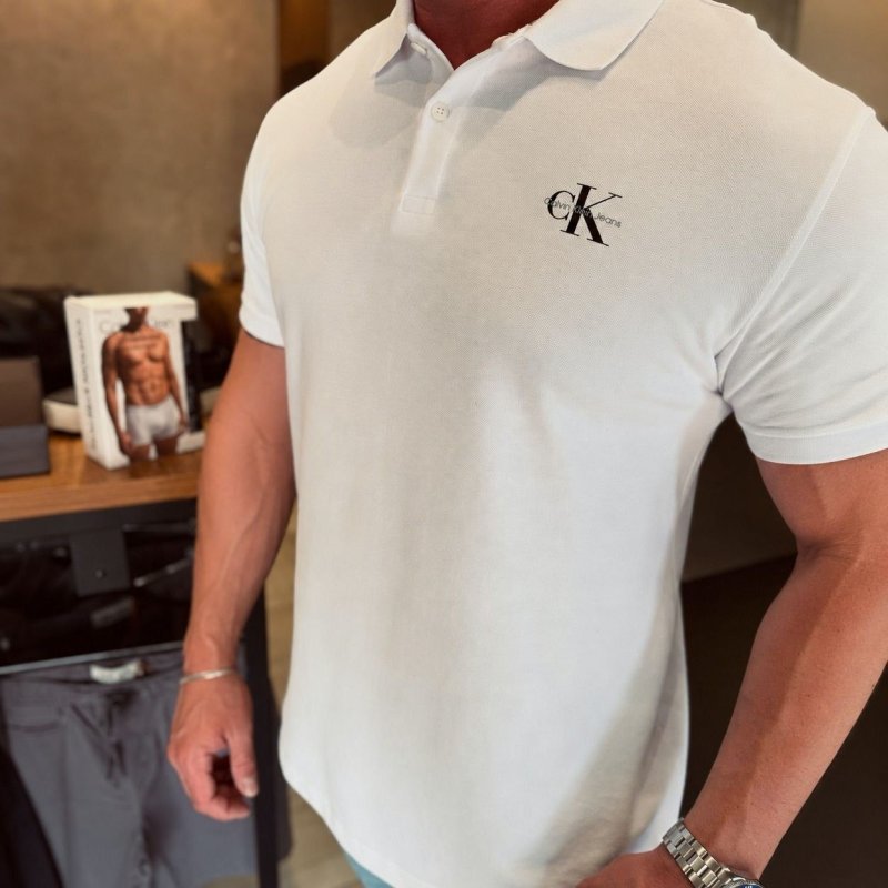 Polo Calvin Klein Jeans Piquet Regular Light Re Issue Branca (P ao XGG)