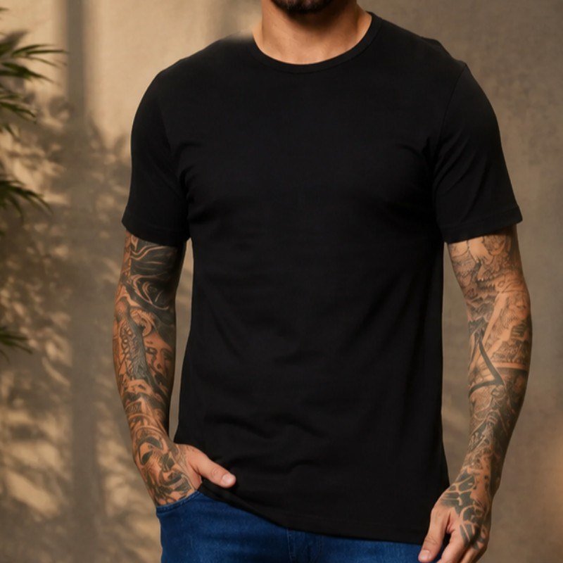 Kit Com 3 Camisetas Masculinas Básicas Slim Cor Preto Hering