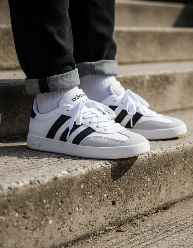 Tênis Masculino Barreda adidas Branco E Preto Liso (38 a 42)