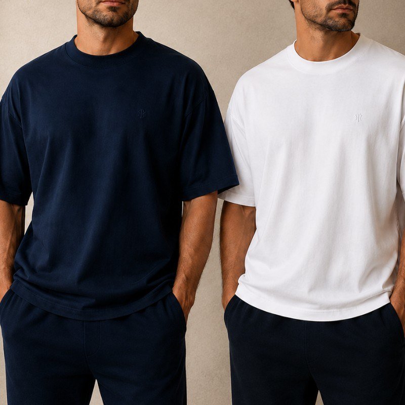 Kit 2 Camisetas Over Masculina Polo Wear Azul-branco (P ao GG)