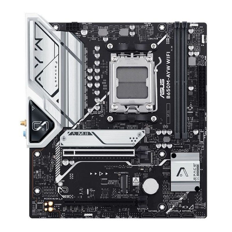 Placa Mãe Asus B650M-AYW WiFi, DDR5, Socket AMD AM5, M-ATX, Chipset AMD B650 - B650M-AYW-WIFI