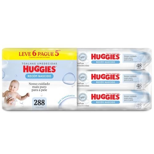 Lenços Umedecidos Huggies Recém-Nascido Sem Fragrância 6x48U