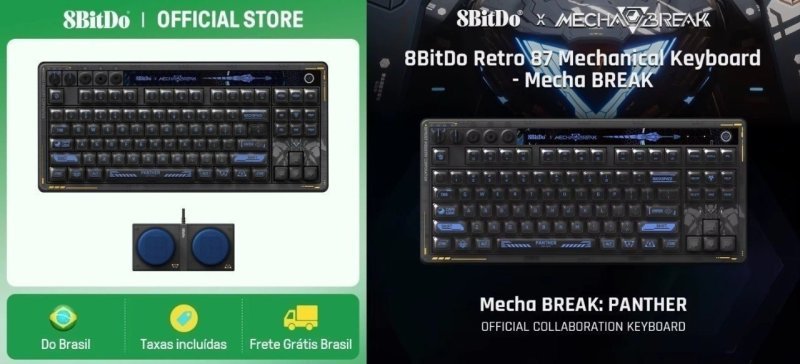 Teclado Mecânico Retrô sem fio 8BitDo com 87 teclas