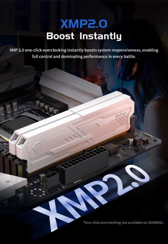 Memória Netac 2x8GB DDR4 3200 Mhz Branca