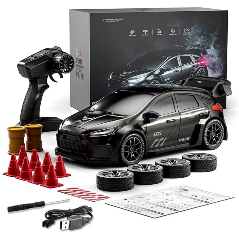 Carro RC de Corrida 1:16 4WD Brushless 70 km/h, Controle 2.4GHz, Suspensão Independente e Luzes LED