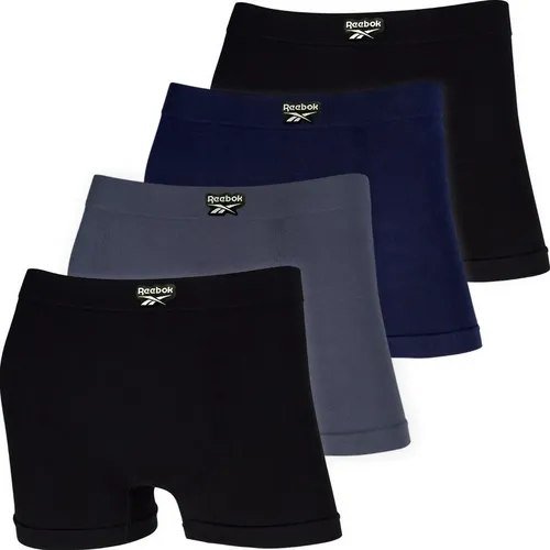 Kit 4 Cuecas Boxer Reebok Algodão Sem Costura Box Premium 2 Pretas 1 Cinza 1 Marinho Liso G - 46 A 48