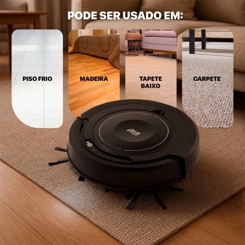 Aspirador de Pó Robô WAP Robot W100 3 em 1 Antiqueda Bivolt 17W