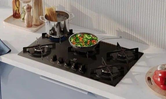Cooktop 5 Bocas a Gás Electrolux Mesa de Vidro Efficient Grade de Aço Fosco