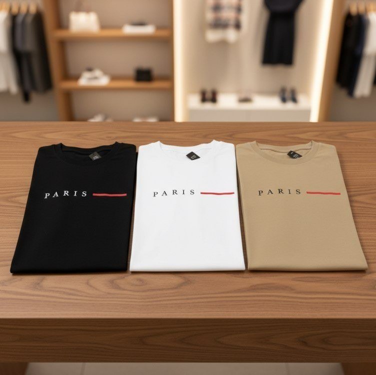 Kit 3 Camisetas Paris Masculinas Luxo Camisa Algodão Premium