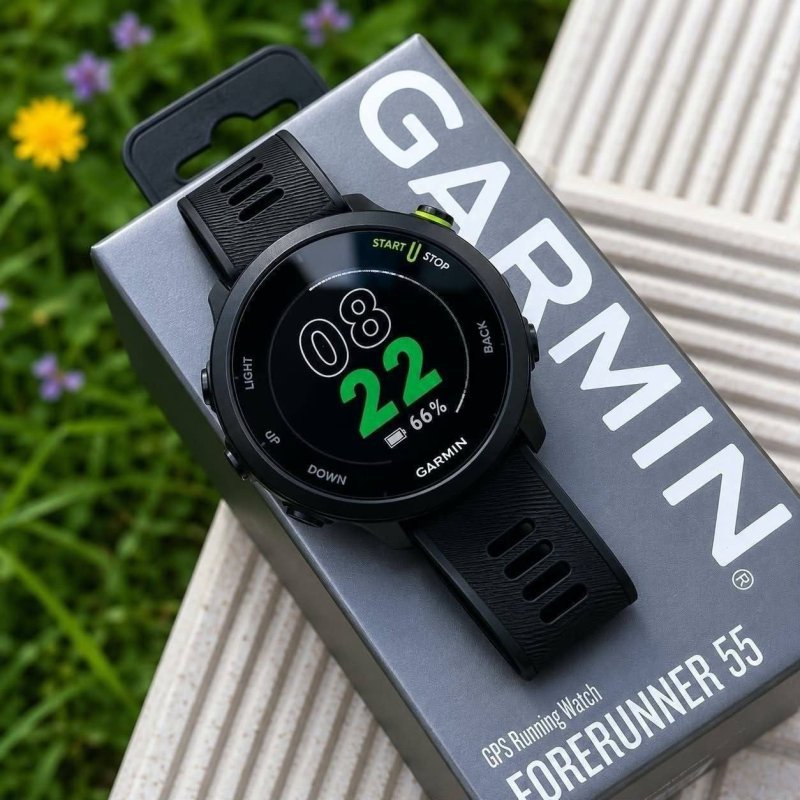 Relógio Garmin Forerunner 55 Monitor Cardíaco E Gps 42mm Bla + Frete Grátis