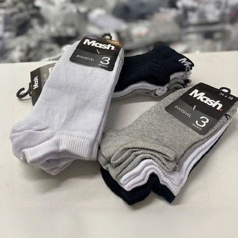Kit 10 Pares Meia Invisível Soquete Algodão Confortável Mash