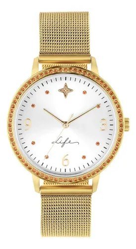Relógio Life Formatura Feminino Aço Dourado Prateado Dourado