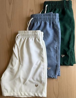 Short De Linho Masculino Bermuda Leve Praia Verão Voker