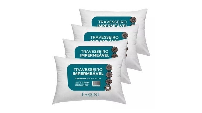 4 Travesseiros Antialérgico Impermeável 50x70 Super Macio