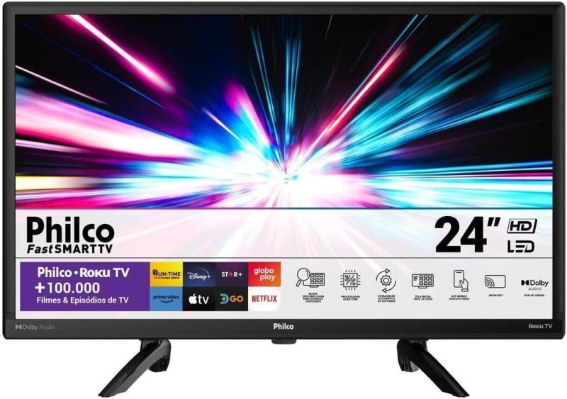 Philco Smart TV 24" PTV24G5YR2CP Roku TV Dolby Audio